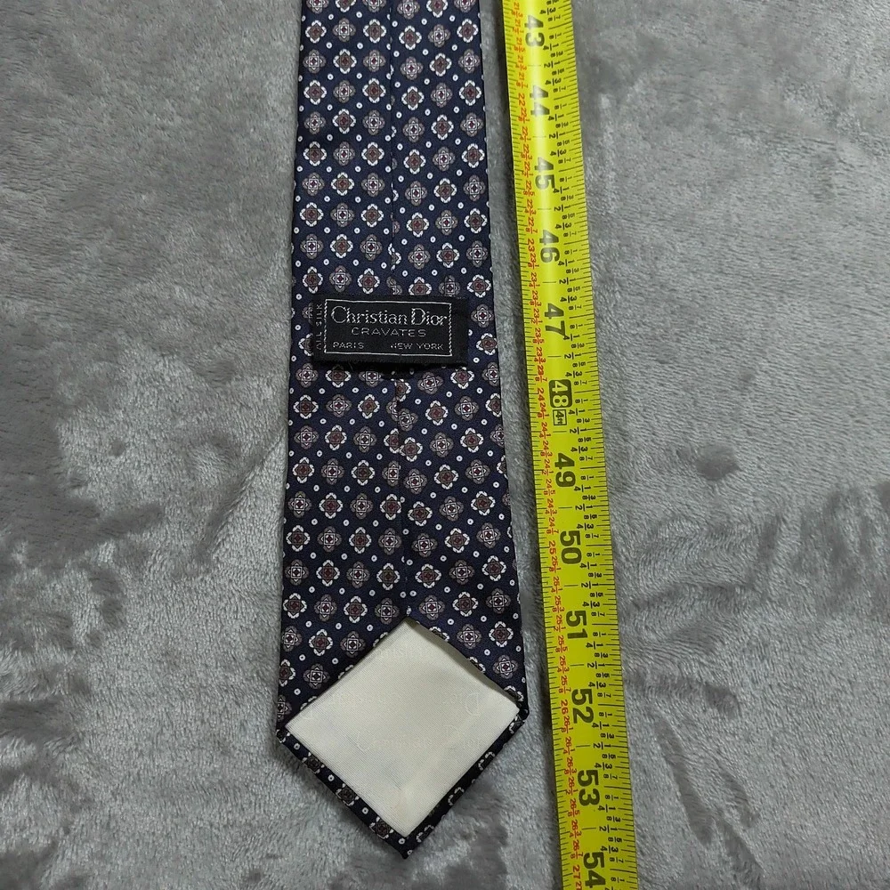 Vintage Christian Dior Cravates Tie Men‎ 54x3 Blue Geometric Abstract Bullocks